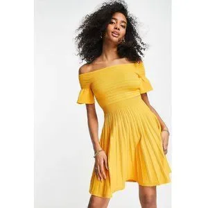 Criptum bardot frill knitted skater dress sale